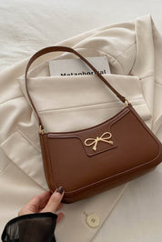 Bow Trim PU Leather Shoulder Bag