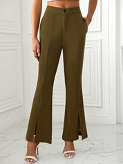 Slit Flare Pants with Pockets