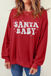 SANTA BABY Round Neck Long Sleeve Sweatshirt