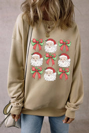 Santa Graphic Round Neck Long Sleeve Sweatshirt