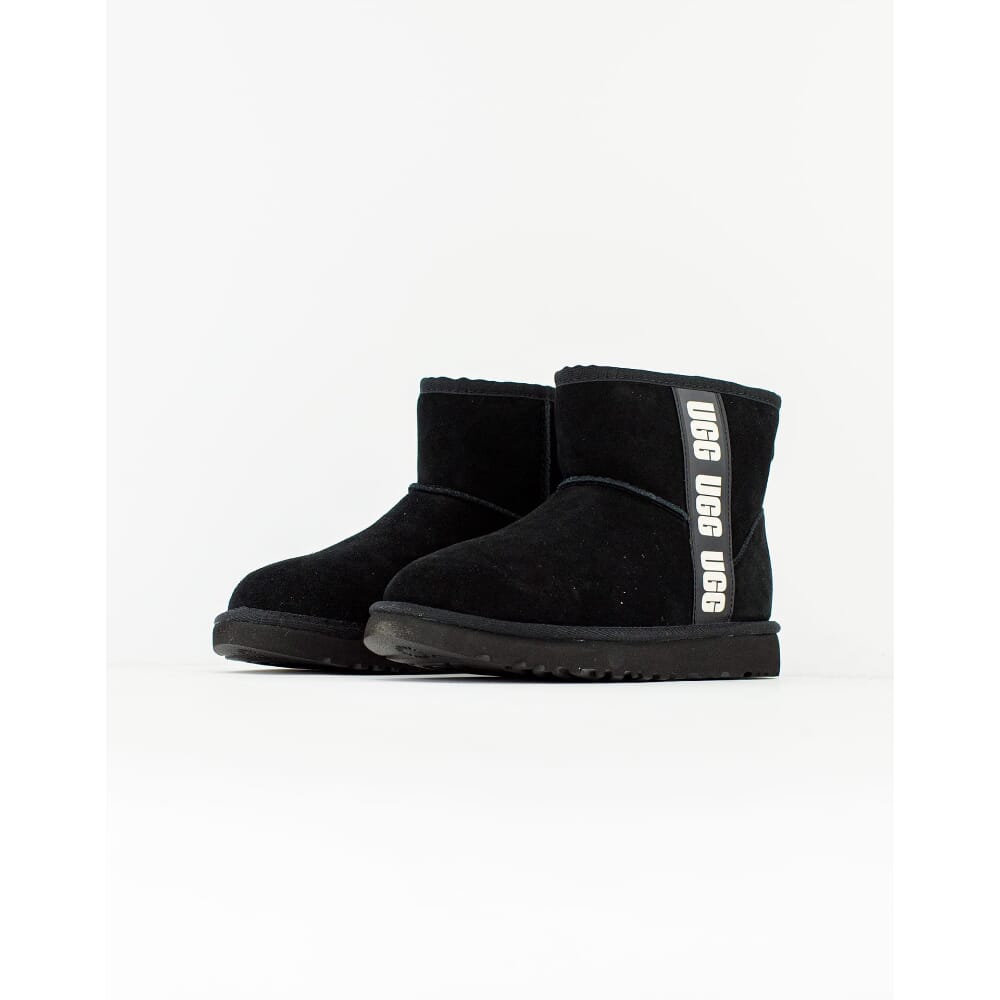 UGG Classic Mini Side Logo Black/White  W-1122558-BWHT Women's