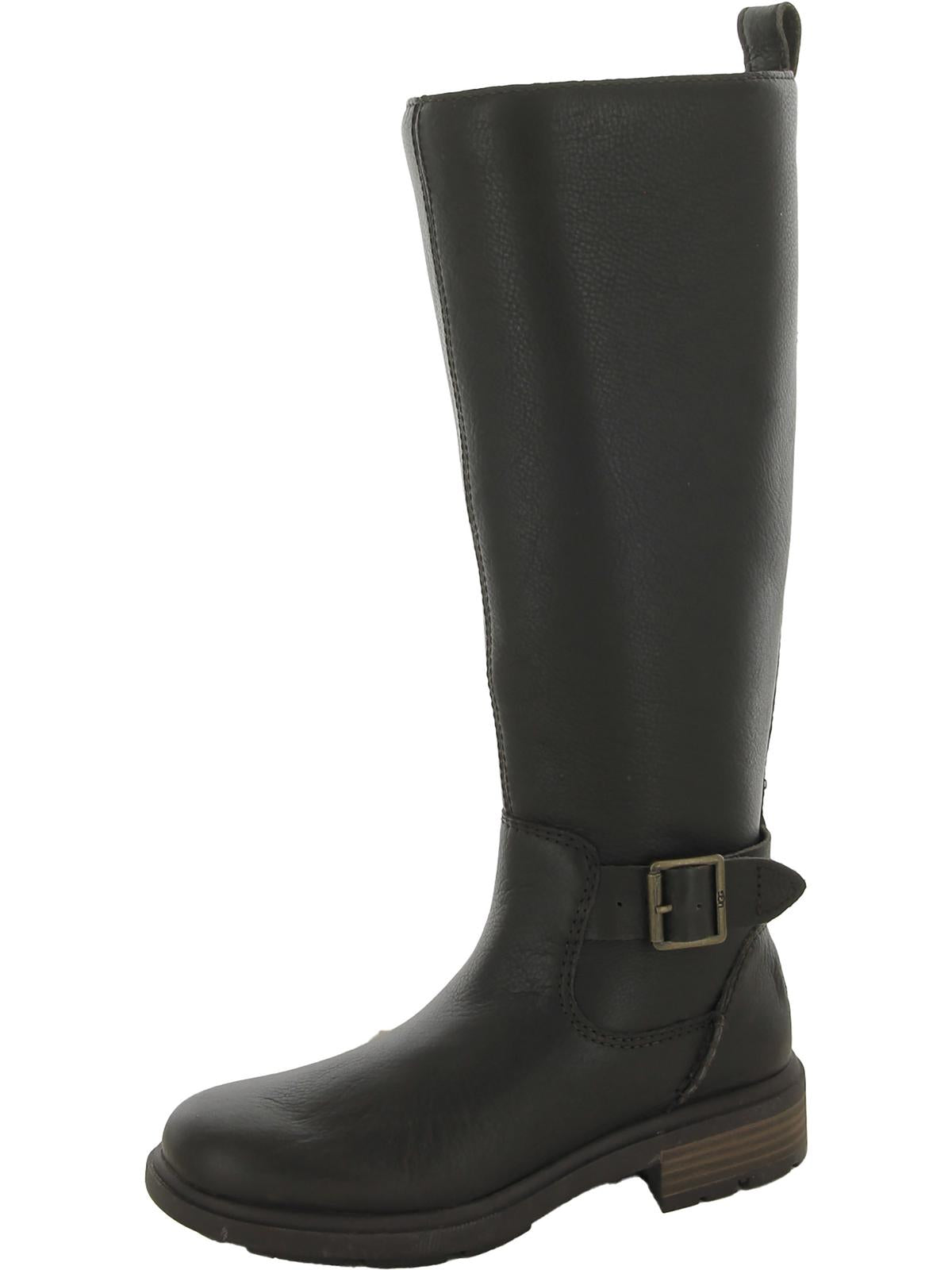 Harrison Tall Womens Leather Stacked Heel Knee-High Boots