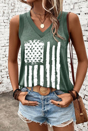 US Flag V-Neck Tank