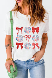 Bow Graphic Round Neck Short Sleeve T-Shirt