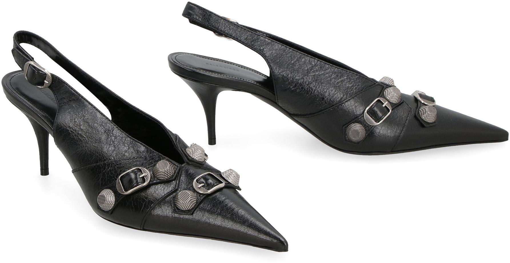 Balenciaga Cagole Leather Slingback Pumps