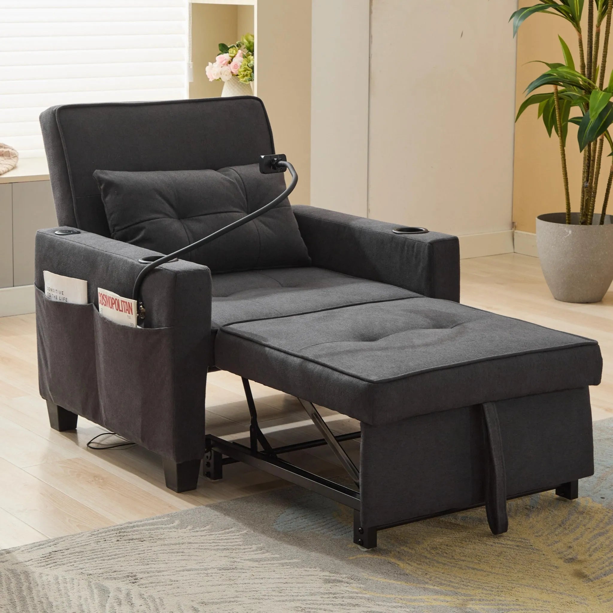 3-in-1 Convertible Sleeper Sofa Bed-Single Seat S3