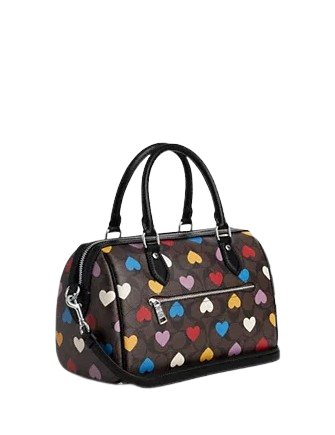 Coach Rowan Satchel In Signature Canvas With Heart Print