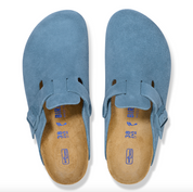 Birkenstock Boston Soft Footbed Suede Leather in Elemental Blue