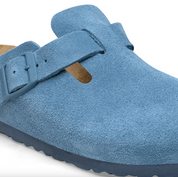 Birkenstock Boston Soft Footbed Suede Leather in Elemental Blue