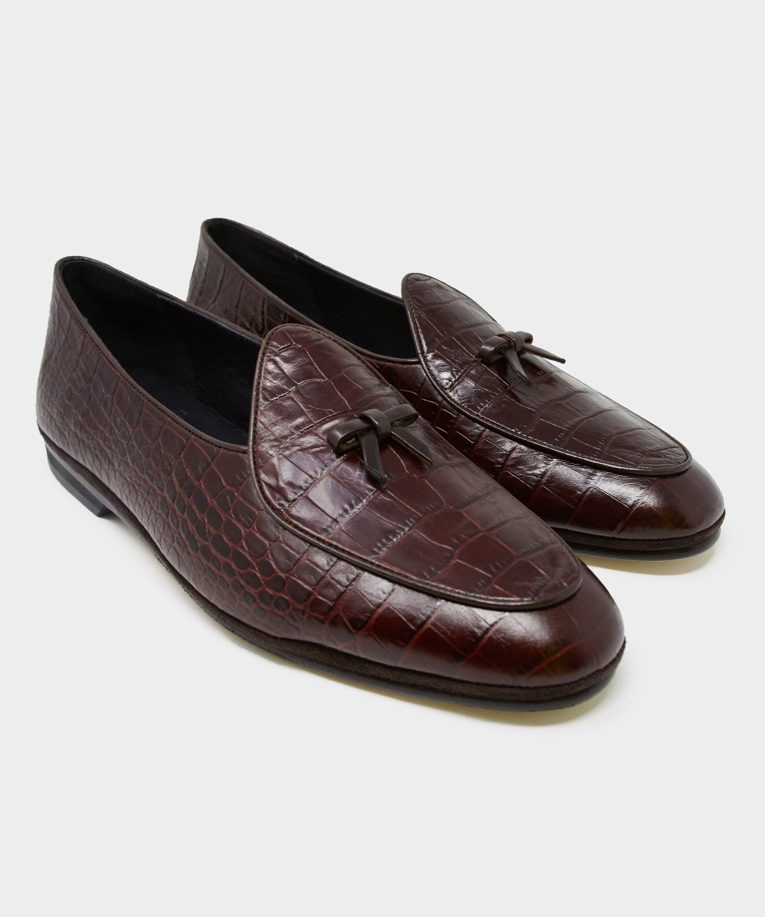 Todd Snyder x Rubinacci Belgian Loafer in Burgundy Croc