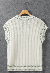 Cable-Knit V-Neck Sweater Vest