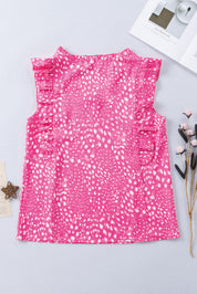 Printed V-Neck Butterfly Sleeve Tank