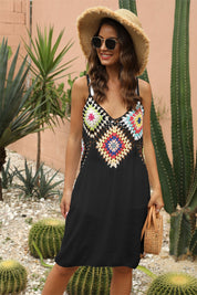 Geometric V-Neck Spaghetti Strap Cover Up Dress