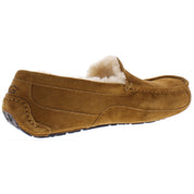 Ascot Mens Suede Shearling Moccasin Slippers