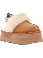 Funkette Womens Suede Shearling Slip-On Slippers