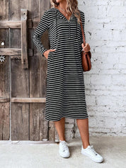 Striped Zip Front Hooded Dress