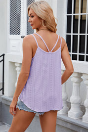 Eyelet Scoop Neck Spaghetti Strap Cami