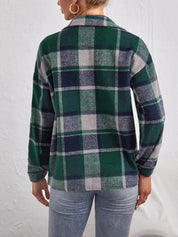 Plaid Collared Neck Button Down Jacket