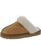 Womens Suede Wool Blend Lined Slide Slippers