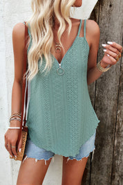 Devine Eyelet V-Neck Double Strap Cami