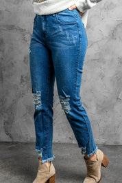 Stylish Distressed Cropped Jeans