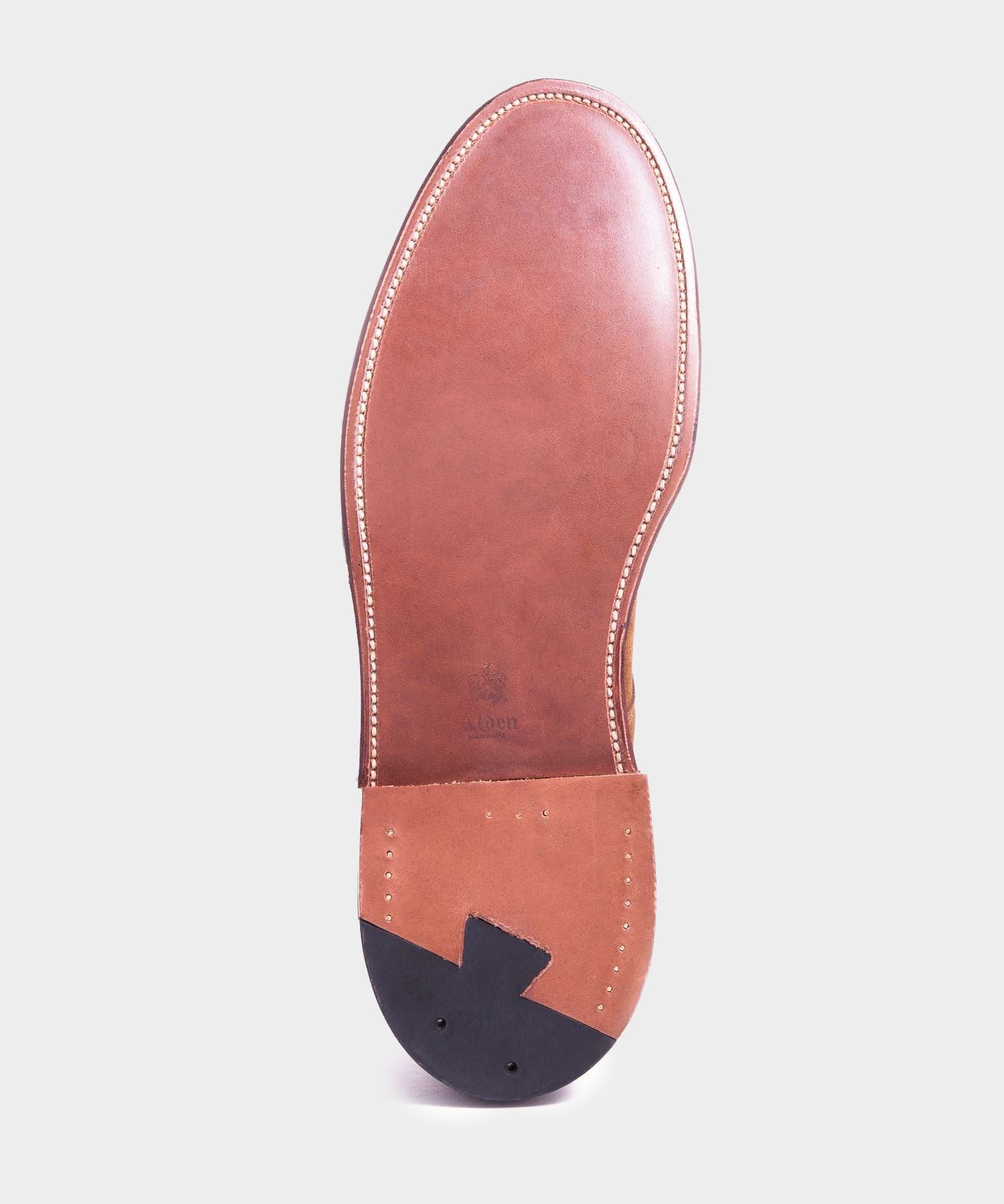 Alden Unlined Suede Plain Toe Blucher In Snuff