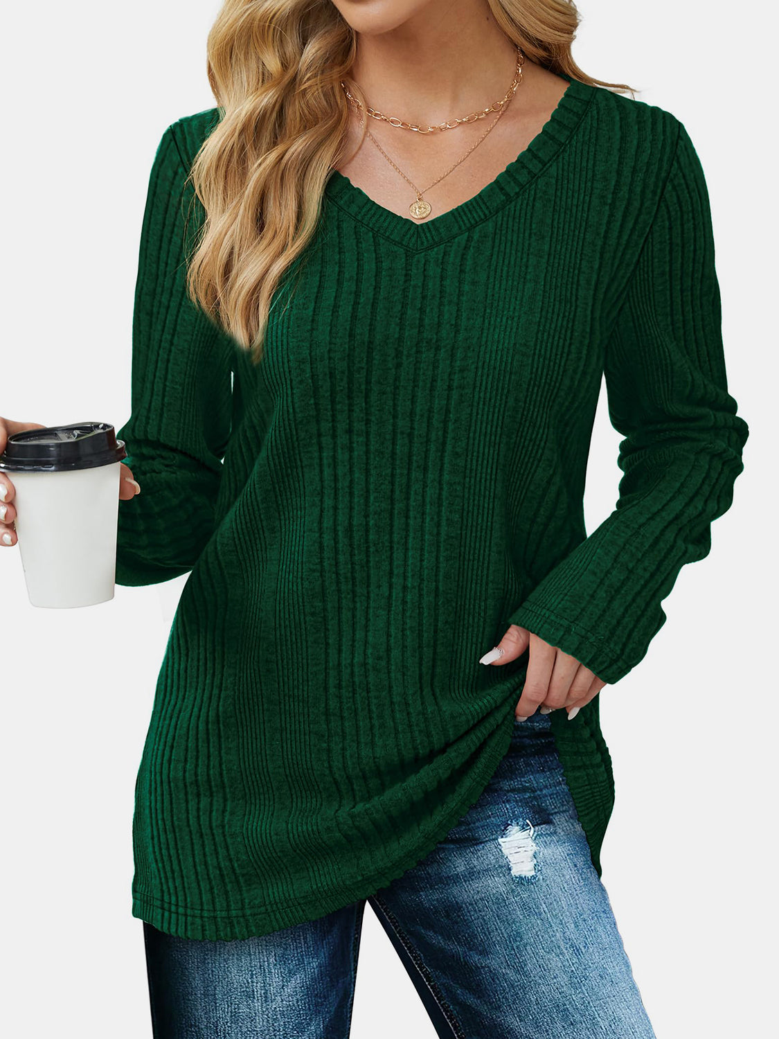 V-Neck Long Sleeve T-Shirt