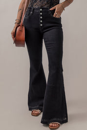 Button-Fly Flare Jeans with Pockets