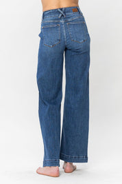 Judy Blue Full Size Double Button Wide Leg Jeans