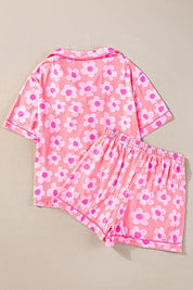 Pocketed Flower Half Sleeve Top and Shorts Lounge Set