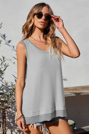 Waffle-Knit Wide Strap Tank