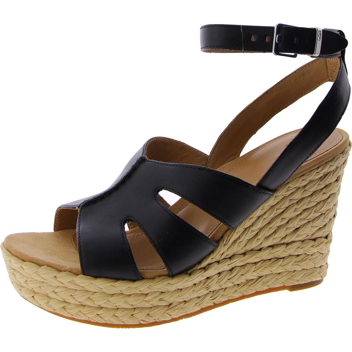 Careena Womens Leather Open Toe Wedge Sandals