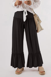 Tied Frill Ruched Bootcut Pants