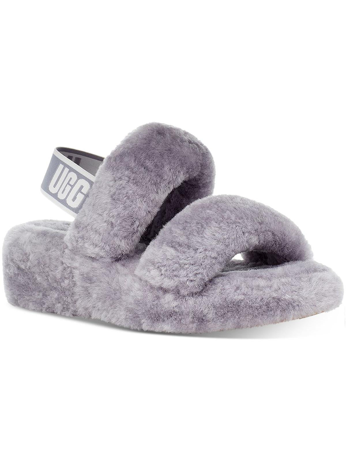 Oh Yeah Womens Shearling Open Toe Slip-On Slippers