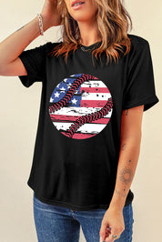 US Flag Round Neck Short Sleeve T-Shirt