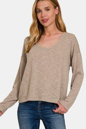 Zenana Dropped Shoulder Long Sleeve T-Shirt