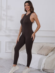 Half Zip Wide Strap Active Jumpsuit