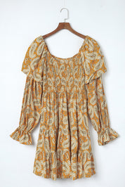 Paisley Flounce Sleeve Dress