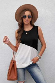 Contrast Round Neck Tank Top