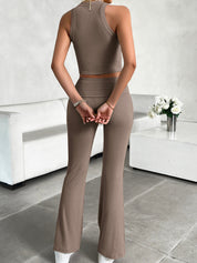 Devine Ribbed Round Neck Tank and Pants Set