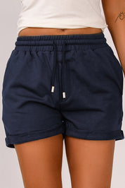 Drawstring Waist Cuffed Shorts