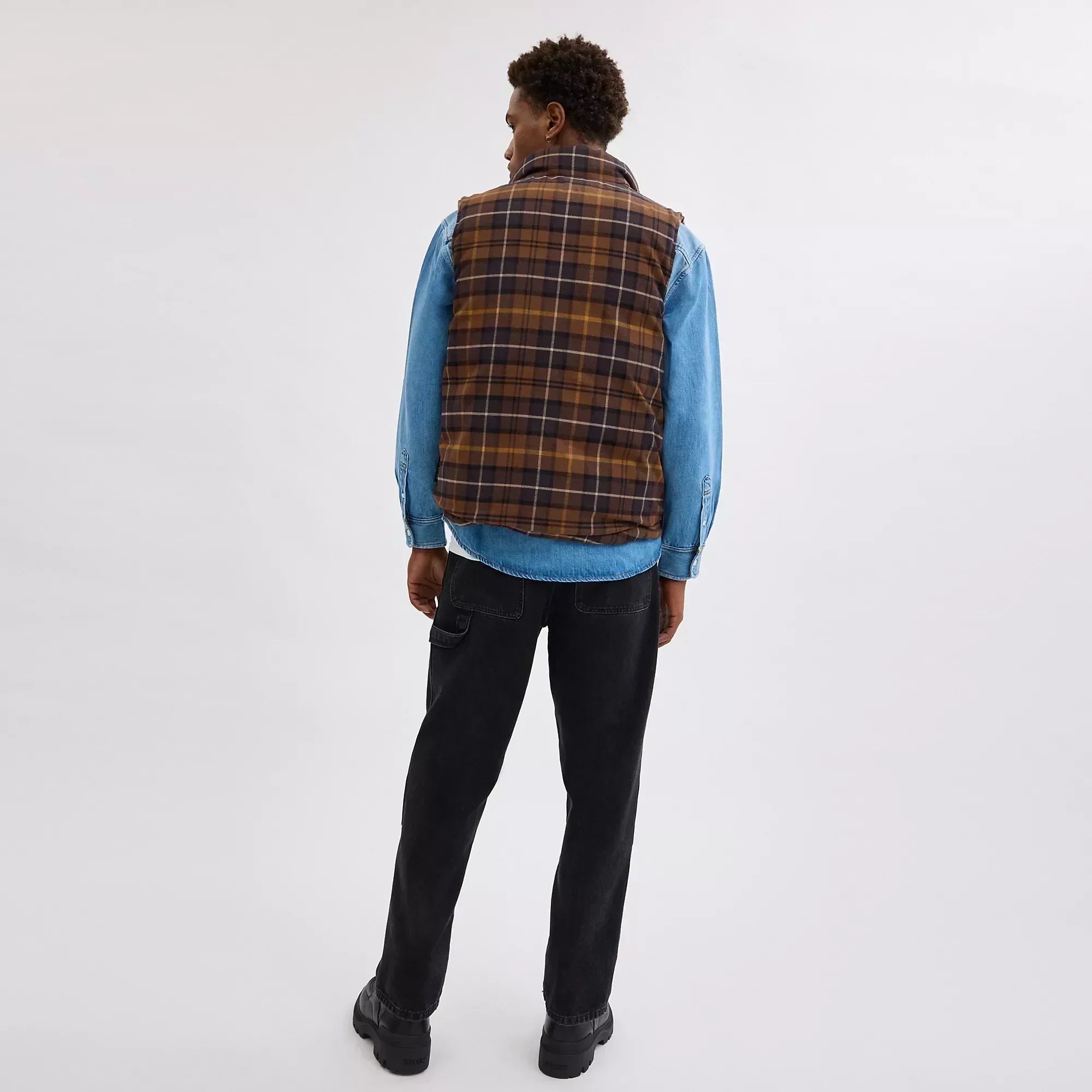 Coach Outlet Reversible Flannel Vest In Recycled Polyester