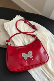 Butterfly PU Leather Knotted Strap Shoulder Bag