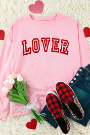 LOVER Round Neck Dropped Shoulder Sweatshirt