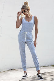 Knot Sleeveless Waist Jumpsuit