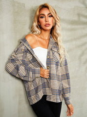 Plaid Button Down Collared Jacket