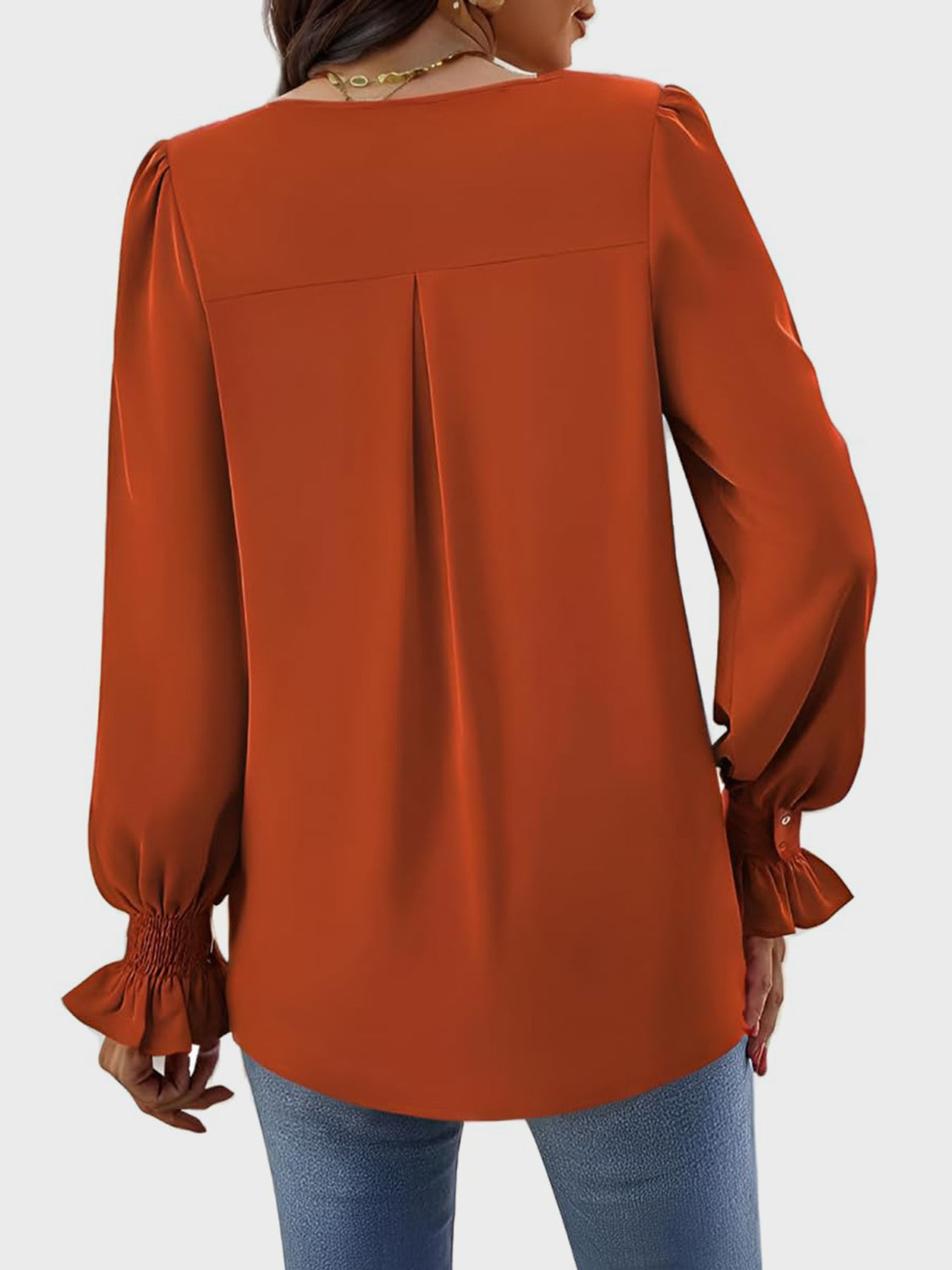 V-Neck Flounce Sleeve Top