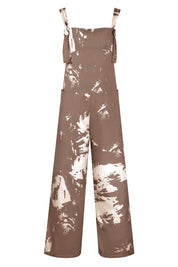 Pocketed Tie-Dye Wide Strap Overalls