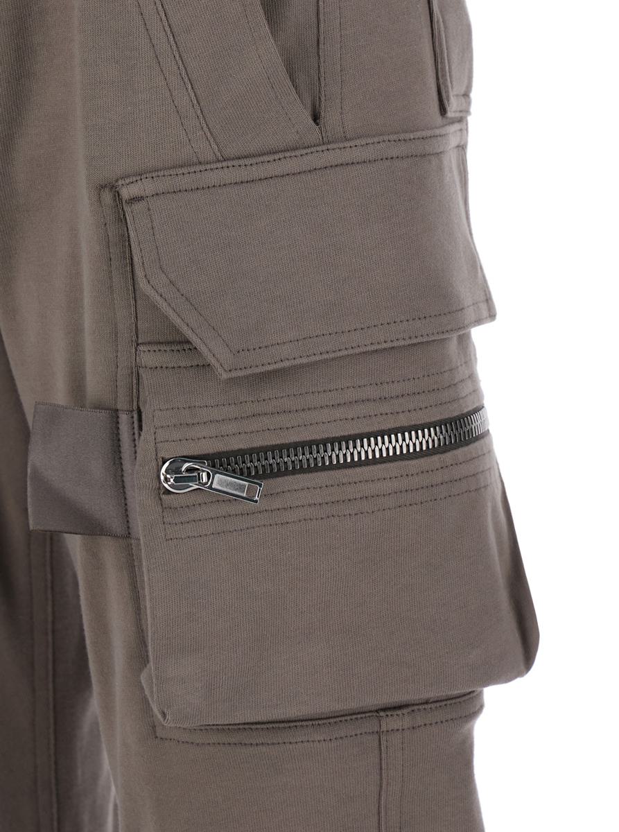 'Mastodon Cargo' Grey Pants With Elastic Waist With Drawstring And Zipped Pockets In Cotton Man