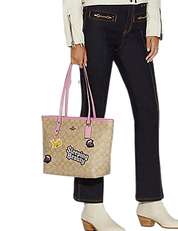 Coach Disney X City Zip Tote In Signature Canvas With Sleeping Beauty